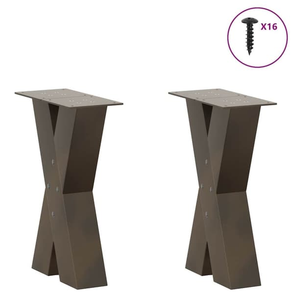 vidaXL Salongbordben X-formet 2 stk naturstål 38 x (42-43) cm stål