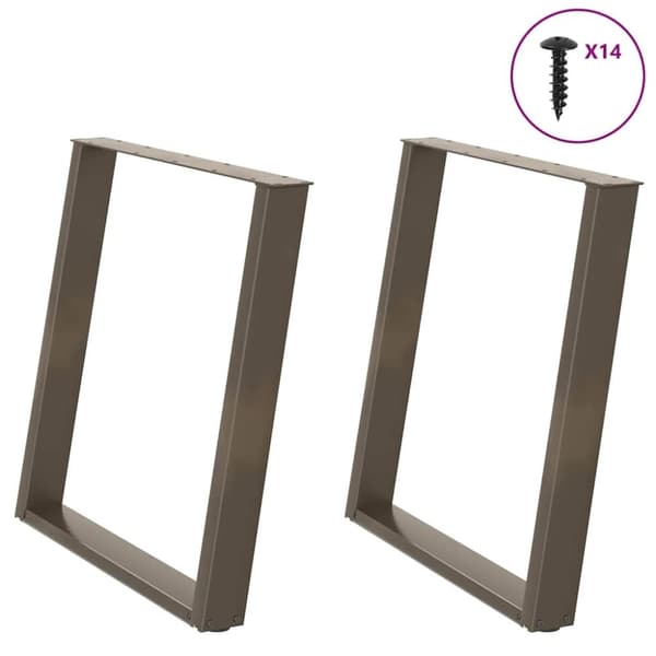 vidaXL Spisebordsben U-formet 2 stk. naturstål 80x(72-73) cm stål