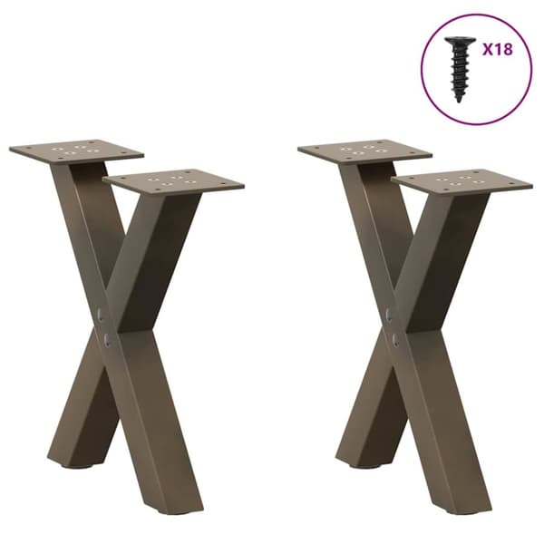 vidaXL Sohvapöydän jalat X-muotoiset 2 kpl Luonnonvärinen teräs 40x(30-31) cm Teräs