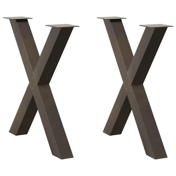 vidaXL Ruokapöydän jalat X-muotoiset 2 kpl Luonnonvärinen teräs 80x(72-73) cm Teräs