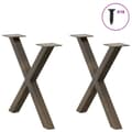 Miniatyrbillede 3 af 10: vidaXL sofabordben X-formet 2 stk. naturstål 50x(42-43) cm stål