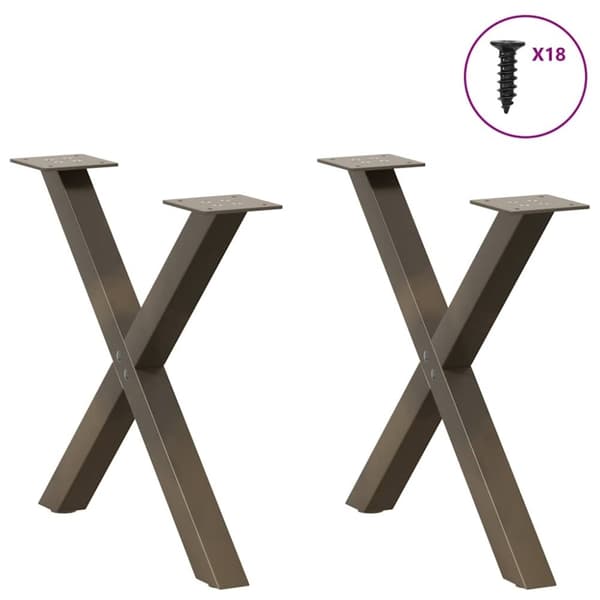 vidaXL sofabordben X-formet 2 stk. naturstål 50x(42-43) cm stål