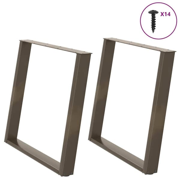 vidaXL Spisebordsben U-formet 2 stk. naturstål 90x(72-73) cm stål