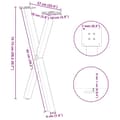 Miniatyrbild 10 av 10: vidaXL Matbordsben X-formad 2 st naturstål 57x(72-73) cm stål