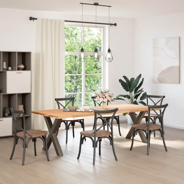 vidaXL Matbordsben X-formad 2 st naturstål 80x(72-73) cm stål