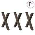 Miniatyrbild 3 av 10: vidaXL Matbordsben X-formad 3 st naturstål 80x(72-73) cm stål