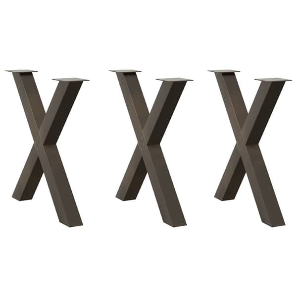 vidaXL Matbordsben X-formad 3 st naturstål 80x(72-73) cm stål
