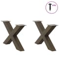 Miniatyrbilde 3 av 10: vidaXL Salongbordben X-formet 2 stk naturstål 70 x (42-43) cm stål