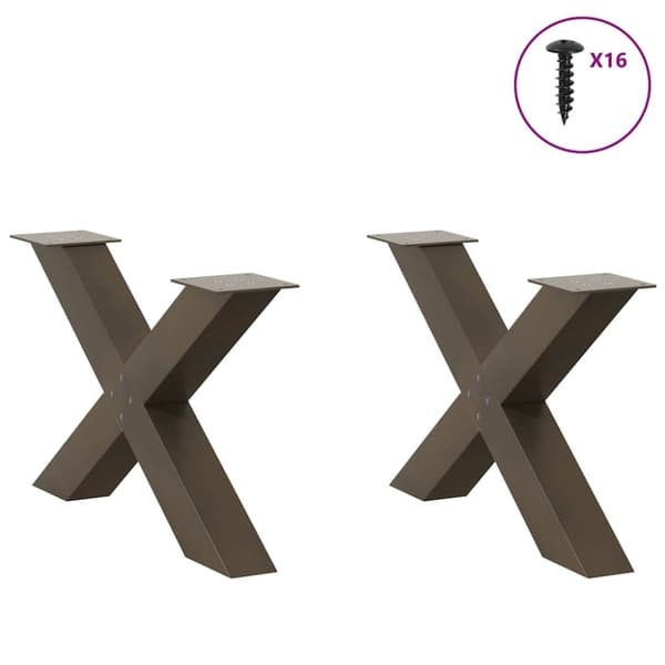 vidaXL Salongbordben X-formet 2 stk naturstål 70 x (42-43) cm stål