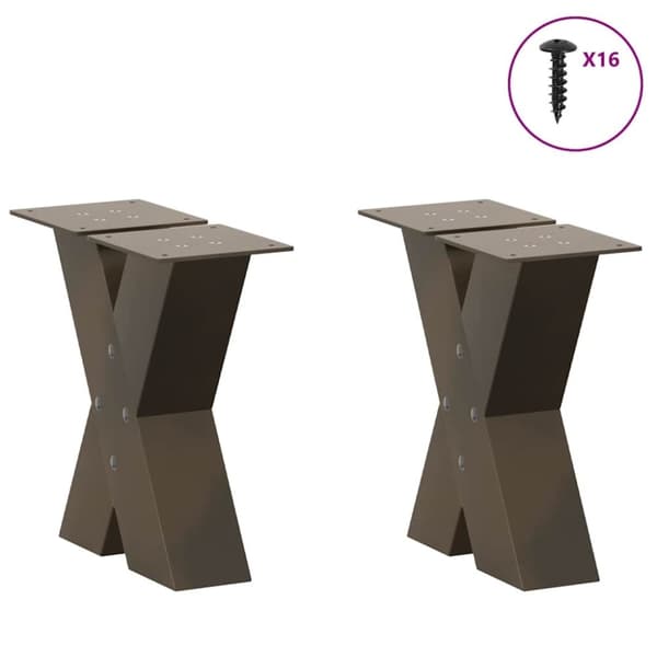 vidaXL Soffbordsben X-formade 2 st naturstål 40x(30-31) cm stål