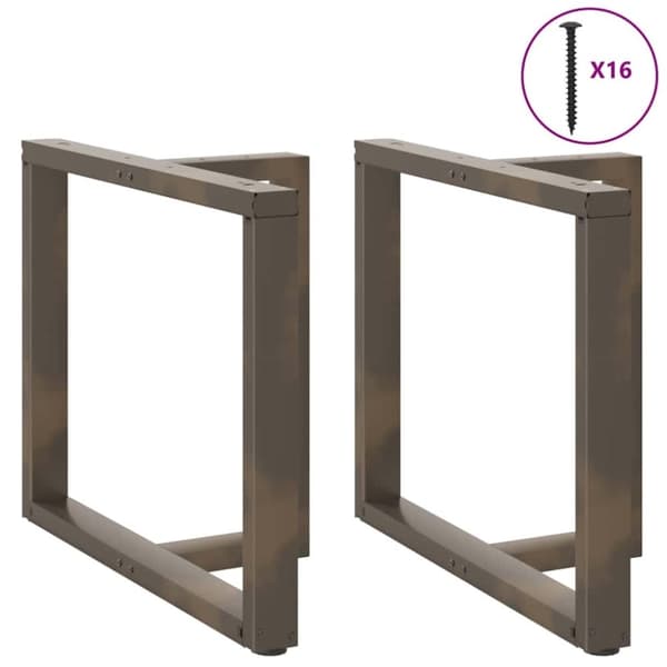 vidaXL Matbordsben T-formad 2 st naturstål 90x35x(72-73) cm stål