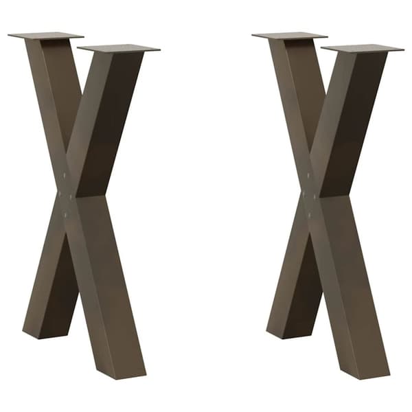 vidaXL Matbordsben X-formad 2 st naturstål 50x(72-73) cm stål