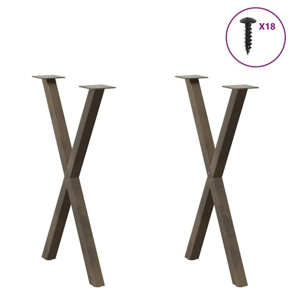 vidaXL Ruokapöydän jalat U-muoto 3 kpl Luonnonteräs 57x(72-73) cm