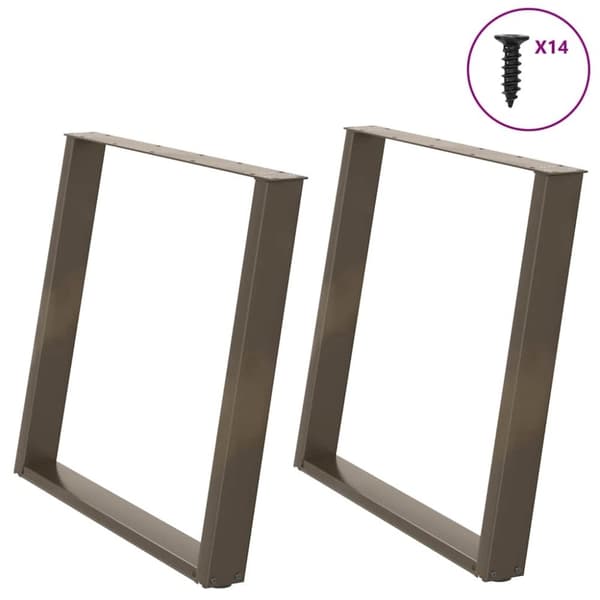 vidaXL Spisebordben U-formet 2 stk naturstål 100x(72-73) cm stål