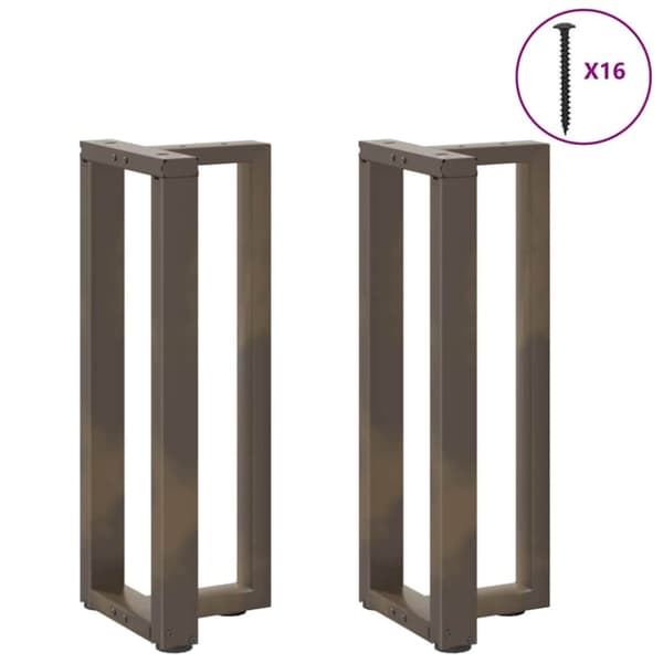 vidaXL Konsolbordsben T-formad 2 st naturstål 38x25x(72-73) cm stål