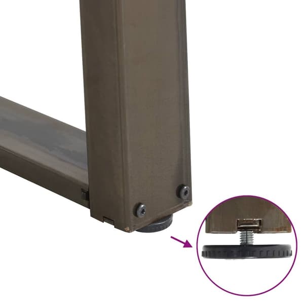 vidaXL Matbordsben U-formad 2 st naturstål 70x(72-73) cm stål
