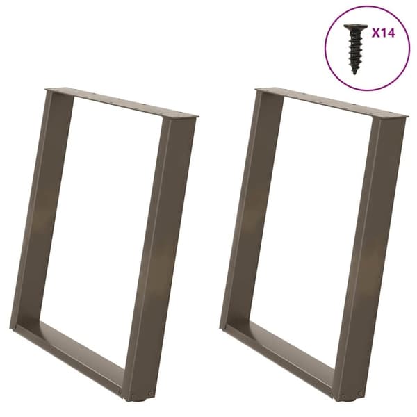vidaXL Spisebordsben U-formet 2 stk. naturstål 70x(72-73) cm stål
