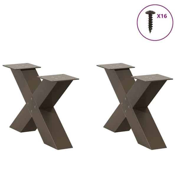 vidaXL sofabordben X-formet 2 stk 60x(30-31) cm stål sort