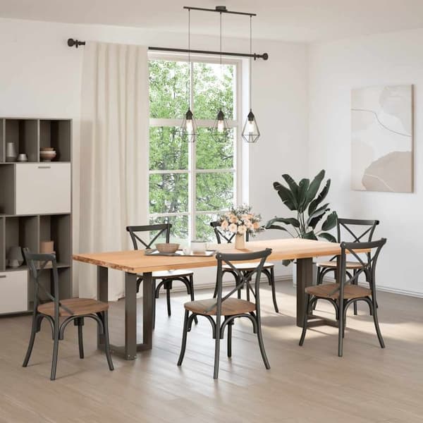 vidaXL Matbordsben T-formad 2 st naturstål 50x35x(72-73) cm stål