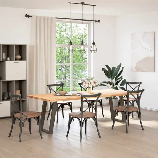 vidaXL Spisebordsben U-formet 2 stk. naturstål 50x(72-73) cm stål