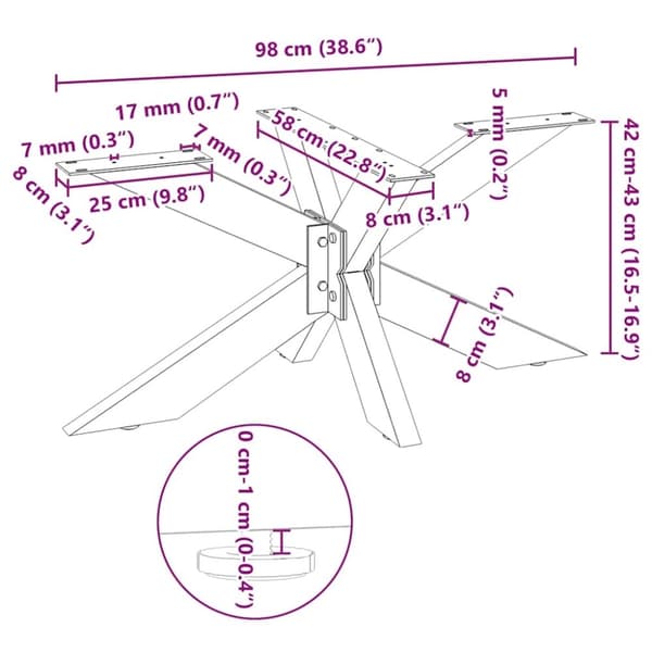 vidaXL Salongbordben edderkoppformet svart 98x58x(42-43) cm stål