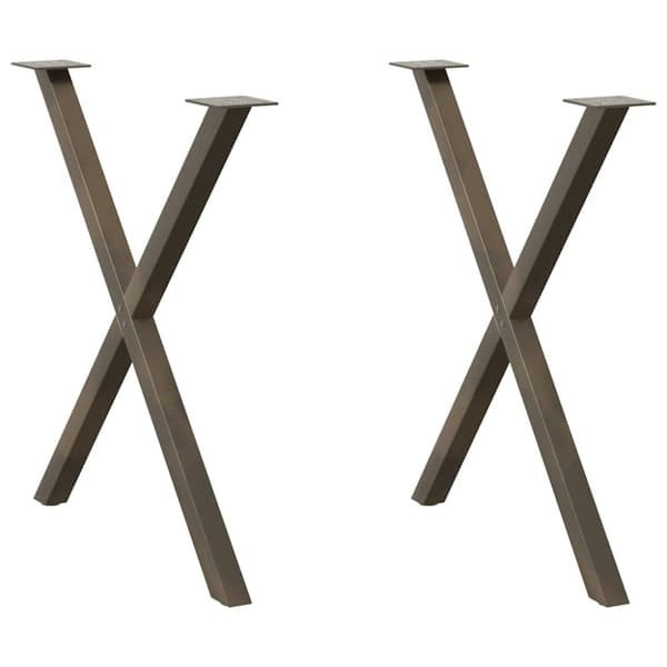 vidaXL Spisebordsben X-formet 2 stk. naturstål 80x(72-73) cm stål