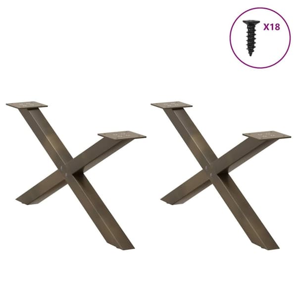 vidaXL Salongbordben X-formet 2 stk naturell 70x(30-31) cm stål