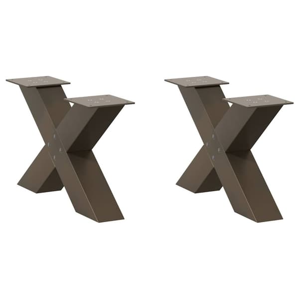 vidaXL Soffbordsben X-formade 2 st naturstål 60x(30-31) cm stål