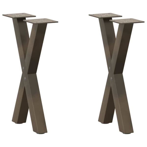 vidaXL Sohvapöydän jalat X-muotoiset 2 kpl Luonnonvärinen teräs 28x(42-43) cm Teräs