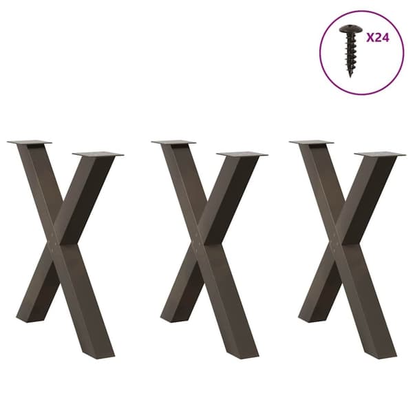 vidaXL Spisebordsben X-formet 3 stk. naturstål 70x(72-73) cm stål