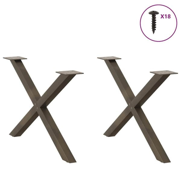 vidaXL Sohvapöydän jalat X-muotoiset 2 kpl Luonnonvärinen teräs 70x(42-43) cm Teräs