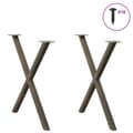 Miniatyrbilde 3 av 10: vidaXL Spisebordben X-formet 2 stk naturstål 80 x (72-73) cm stål