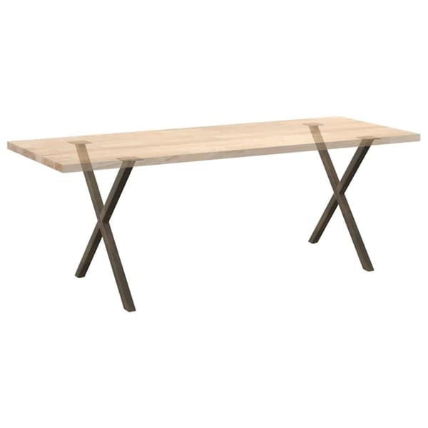 vidaXL Spisebordben X-formet 2 stk naturstål 80 x (72-73) cm stål