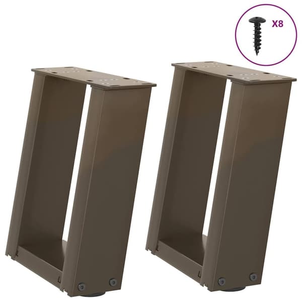 vidaXL sofabordben U-formet 2 stk. naturstål 30x(30-31) cm stål
