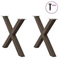 Miniatyrbillede 3 af 10: vidaXL Spisebordsben X-formet 2 stk. naturstål 90x(72-73) cm stål