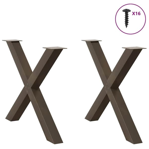 vidaXL Spisebordsben X-formet 2 stk. naturstål 90x(72-73) cm stål