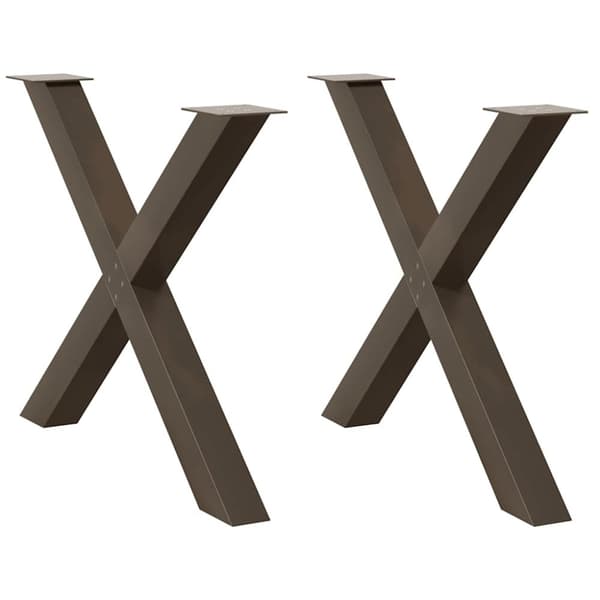 vidaXL Spisebordsben X-formet 2 stk. naturstål 90x(72-73) cm stål