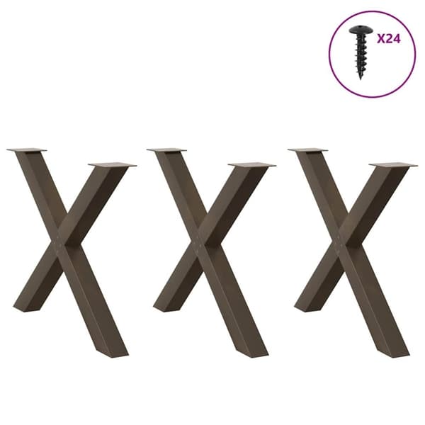 vidaXL Spisebordsben X-formet 3 stk. naturstål 90x(72-73) cm stål