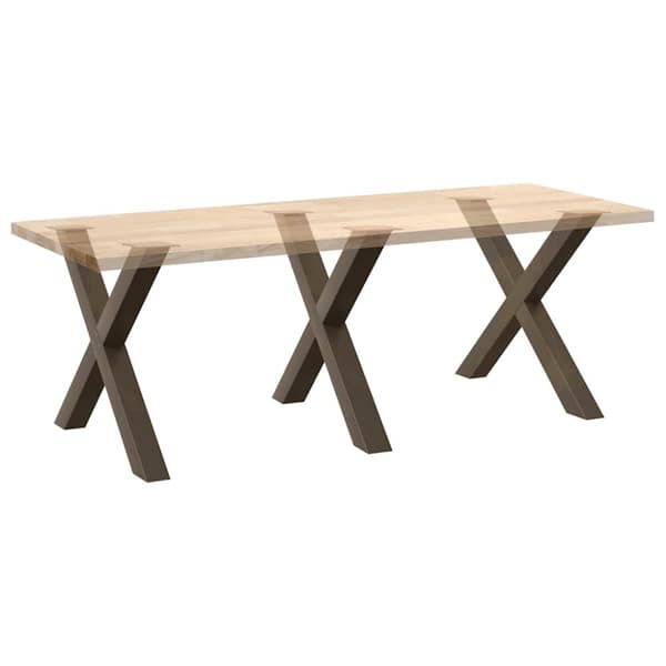 vidaXL Spisebordsben X-formet 3 stk. naturstål 90x(72-73) cm stål