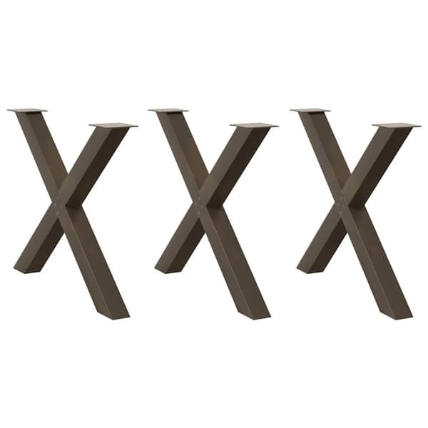 vidaXL Spisebordsben X-formet 3 stk. naturstål 90x(72-73) cm stål