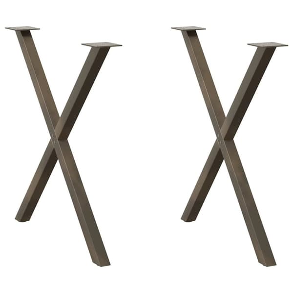 vidaXL Spisebordsben X-formet 2 stk. naturstål 70x(72-73) cm stål