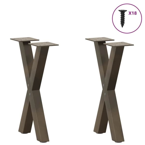 vidaXL Soffbordsben X-formade 2 st naturstål 28x(42-43) cm stål