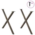 Miniatyrbillede 3 af 10: vidaXL Spisebordsben X-formet 2 stk. naturstål 90x(72-73) cm stål