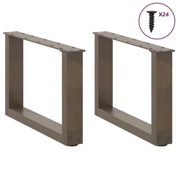 vidaXL Salongbordben U-formet 2 stk naturstål 50x(30-31) cm stål