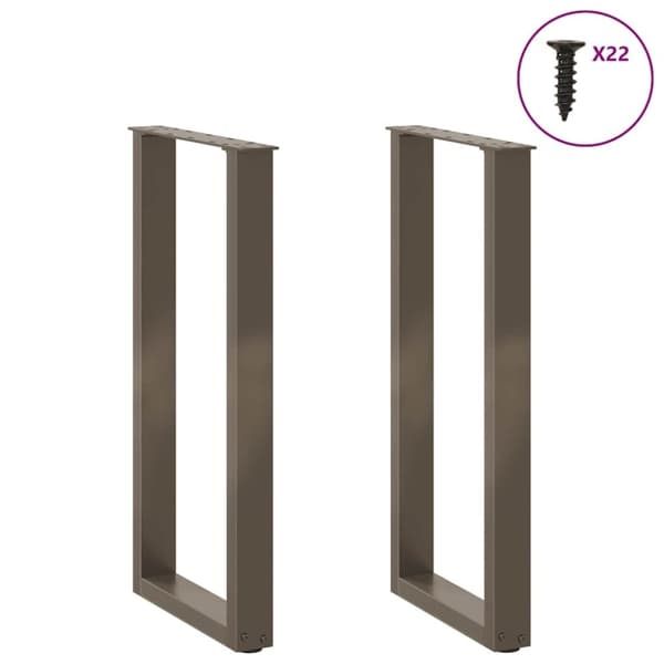 vidaXL sofabordben U-formet 2 stk. naturstål 38x(72-73) cm stål