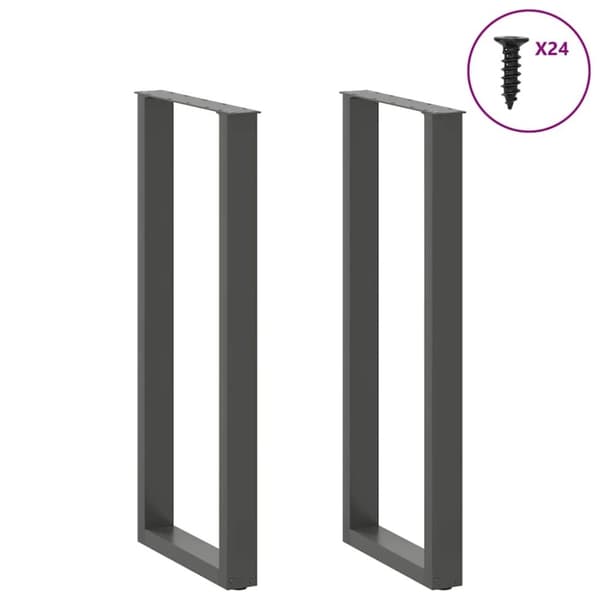 vidaXL Salongbordben U-formet 2 stk antrasitt 50x(110-111) cm stål
