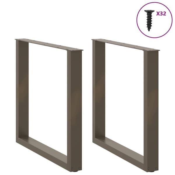 vidaXL Spisebordsben U-formet 2 stk. naturstål 90x(72-73) cm stål
