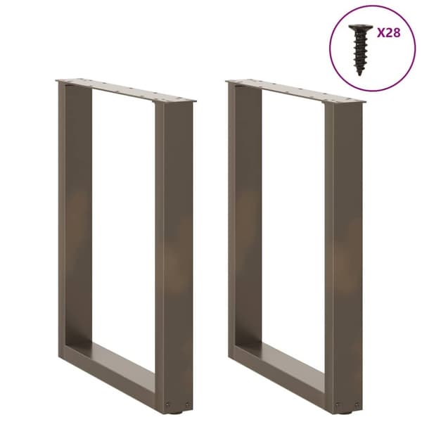 vidaXL Spisebordben U-formet 2 stk naturell 70x(72-73) cm stål