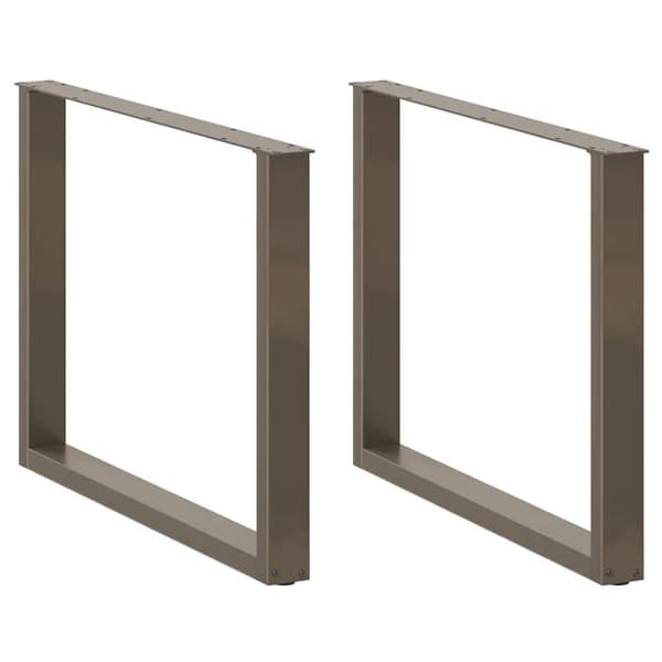 vidaXL Matbordsben U-formad 3 st naturstål 100x(72-73) cm stål