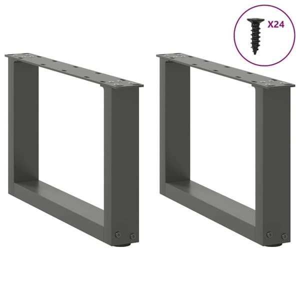 vidaXL Soffbordsben U-formade 2 st antracit 50x(30-31) cm stål